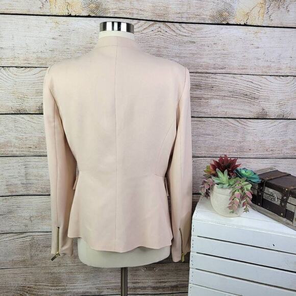 Magaschoni Women's Crepe Blazer Zip Pocket Long Sleeve‎ Jacket Pink Size 12 - Picture 7 of 9